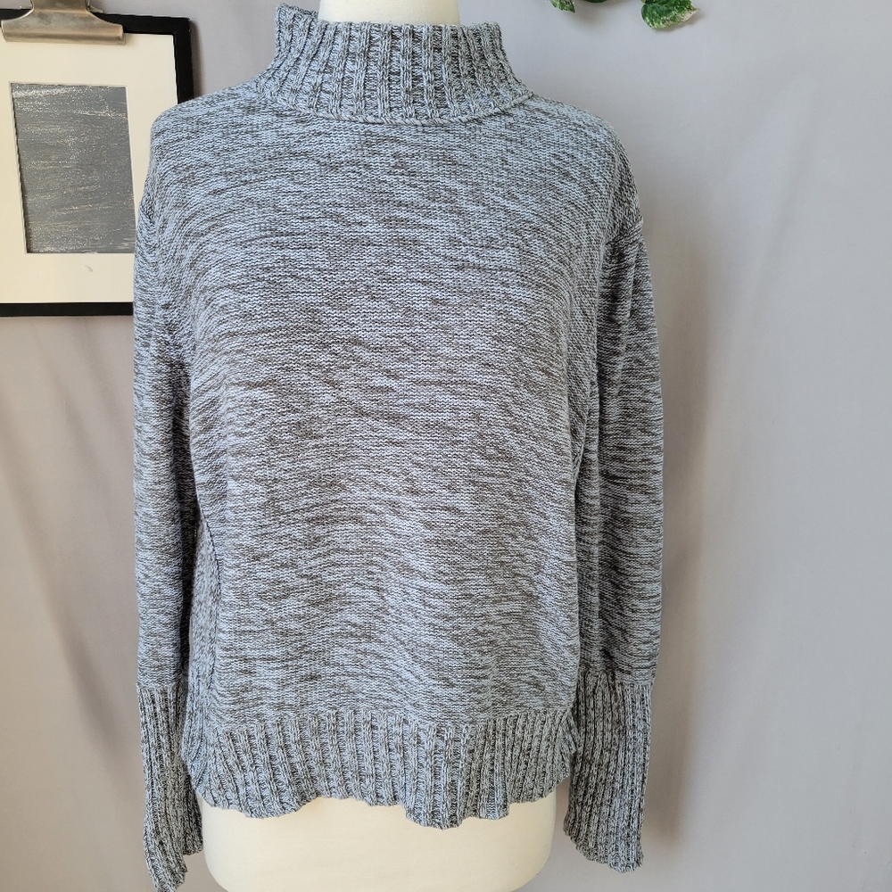 Forte Cashmere Mock Neck Cotton Pullover Sweater M‎